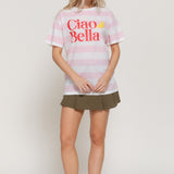 Ciao Bella Striped Graphic T-Shirt