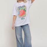 Strawberry Print Oversized Cotton Jersey T-Shirt