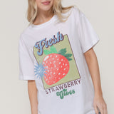 Strawberry Print Oversized Cotton Jersey T-Shirt