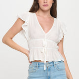 Olivia Tie Front Peplum Top
