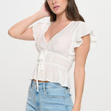 Olivia Tie Front Peplum Top
