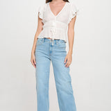 Olivia Tie Front Peplum Top