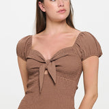 Teagan Smocked Bodice Tie Front Top