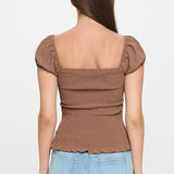 Teagan Smocked Bodice Tie Front Top