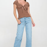 Teagan Smocked Bodice Tie Front Top