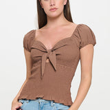 Teagan Smocked Bodice Tie Front Top