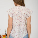 Fawn Blush Floral Ruffle Lace Short Sleeve Top