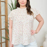 Fawn Blush Floral Ruffle Lace Short Sleeve Top
