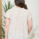 Fawn Blush Floral Ruffle Lace Short Sleeve Top