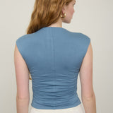 Nelly Funnel Neck Scrunch Side Fitted Knit Top – Reversible