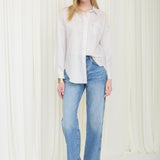 Mable Ivory Striped Collared Long Sleeve Button Down Shirt