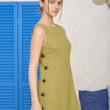Tulum Linen Blend Side Bead Detail Sleeveless Mini Dress