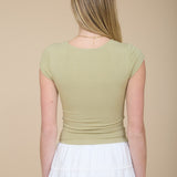 Ruby Square Neck Short Sleeve Fitted Knit Top