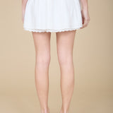 Adeline High Waist Lace Trim Tie Front Ruffle Mini Skirt