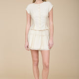 Adeline High Waist Lace Trim Tie Front Ruffle Mini Skirt