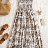 Lila Strapless Damask Midi Dress